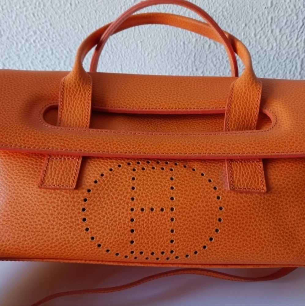 Orange Leather Satchel Handbag - Unbranded - Picture 9 of 13